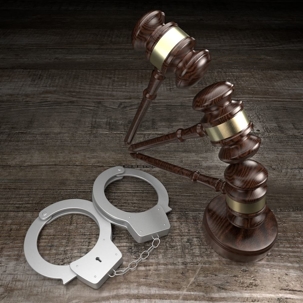handcuffs and gavels