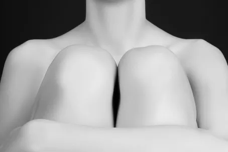 Perfect sexy woman body on grey background